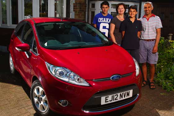 The Nijjar Family driving the Ford Fiesta ECOnetic